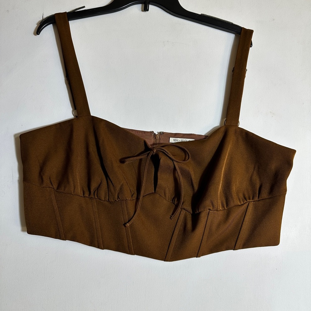 Coachella Fit REVOLVE x REMI Rich Brown Tie-Front Crop Top